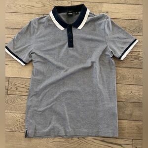 Men’s Blue and White Hugo Boss Polo Size Medium